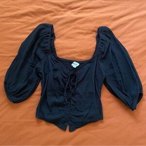 Tie Front Puff Sleeve Blouse